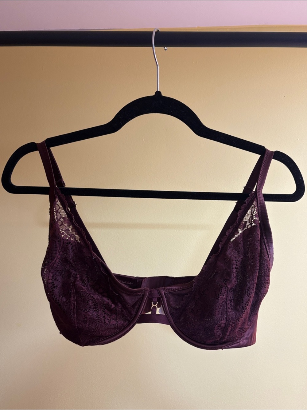 3 for $12! Aerie 36DD Women's Lace Underwire Unpadded Bra Bralette- Deep Plum
